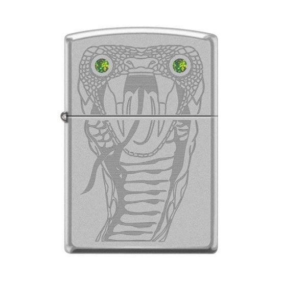 Zippo Lighter - Snake Eyes w/ Green Swarovski High Polish Chrome