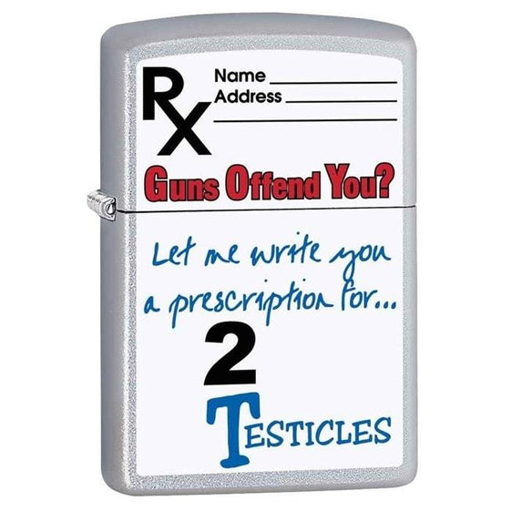 Zippo Lighter - Guns Offend You Satin Chrome