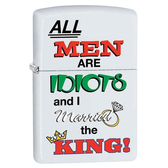 Zippo Lighter - All Men Are Idiots White Matte