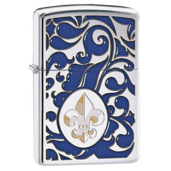 Zippo Lighter - Fleur De Lis High Polish Chrome