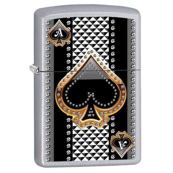Zippo Lighter - Ace of Spades Satin Chrome