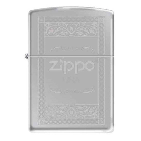 Zippo Lighter - Logo Fancy High Polish Chrome