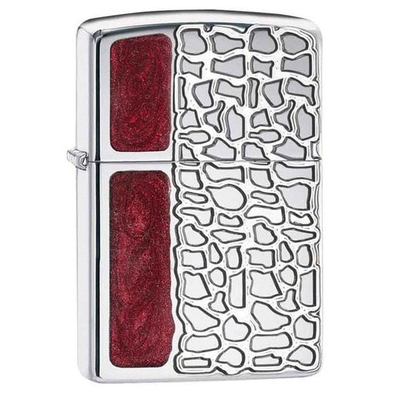 Zippo Lighter - Bloodstone Deep Carved Walled Armor High Polish Chrome Zippo Zippo   