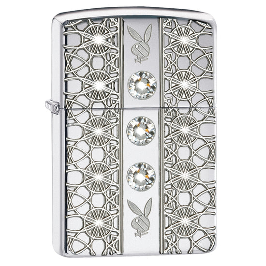 Zippo Lighter - Playboy High Polish Chrome Armor w/ Swarovski Crystal