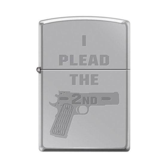 Zippo Lighter - I Plead The 2nd High Polish Chrome
