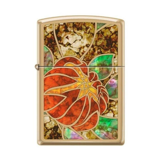 Zippo Lighter - Lotus Stained Glass Fusion