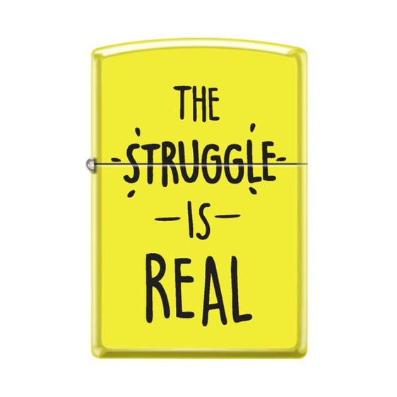 Zippo Lighter - The Struggle is Real Neon Yellow