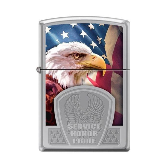 Zippo Lighter - Service Honor Pride High Polish Chrome