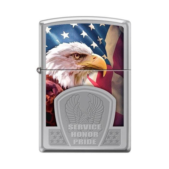 Zippo Lighter - Service Honor Pride High Polish Chrome