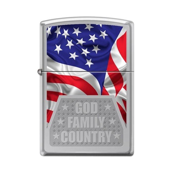 Zippo Lighter - God Family Country High Polish Chrome