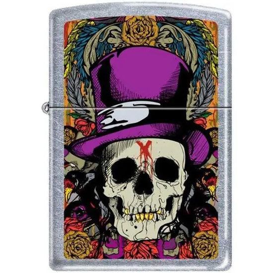 Zippo Lighter - Skull With Top Hat Street Chrome