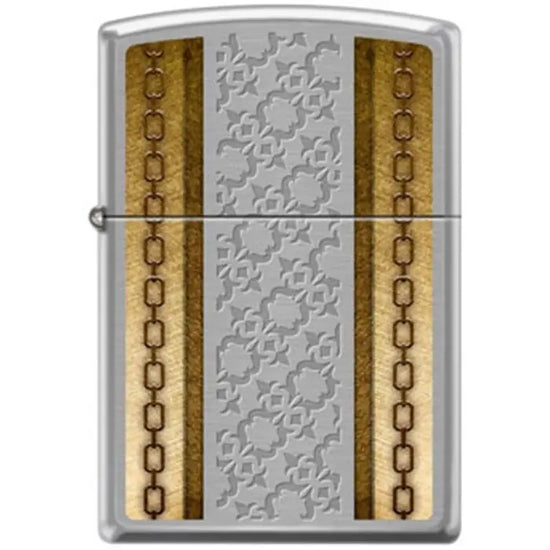 Zippo Lighter - Chains With Deep Etching Brushed Chrome