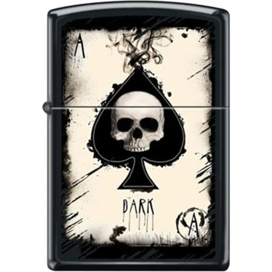 Zippo Lighter - Dark Ace Skull Black Matte