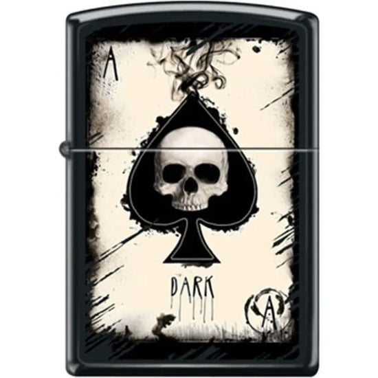 Zippo Lighter - Dark Ace Skull Black Matte