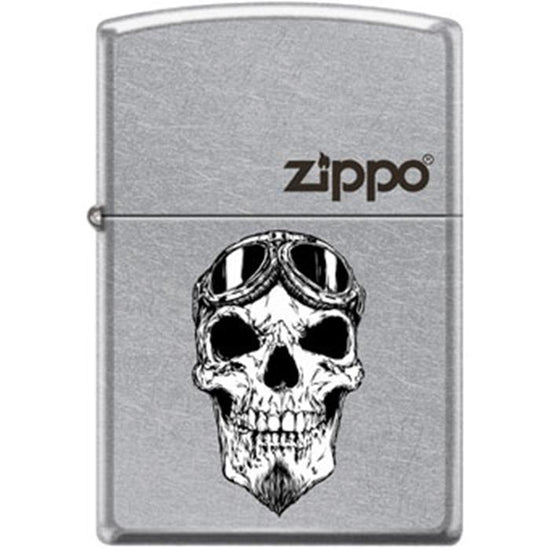 Zippo Lighter - Biker Skull With Logo Street Chrome