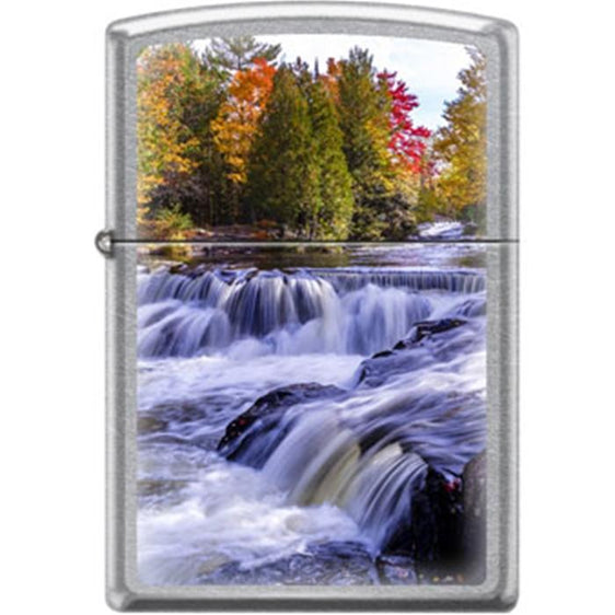 Zippo Lighter - River In Fall Street Chrome