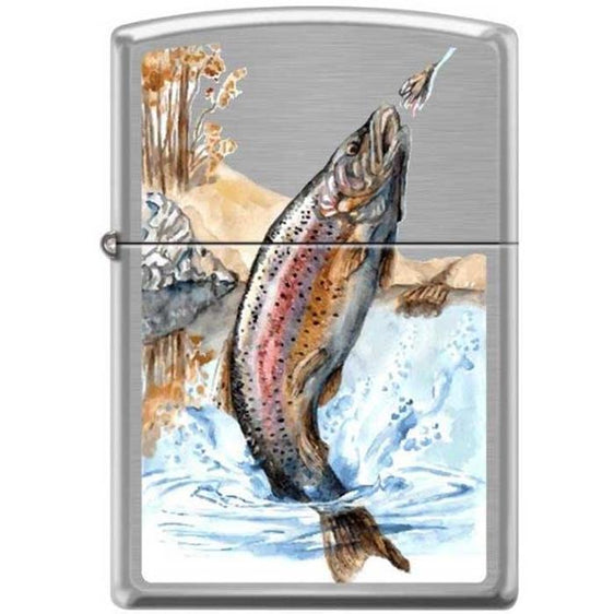 Zippo Lighter - Trout Brushed Chrome