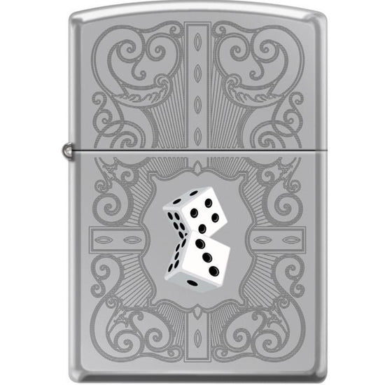 Zippo Lighter - Dazzling Dice In White High Polished Chrome