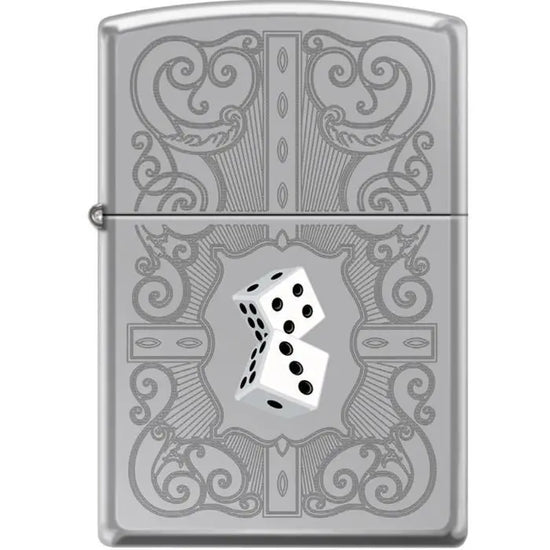 Zippo Lighter - Dazzling Dice In White High Polished Chrome