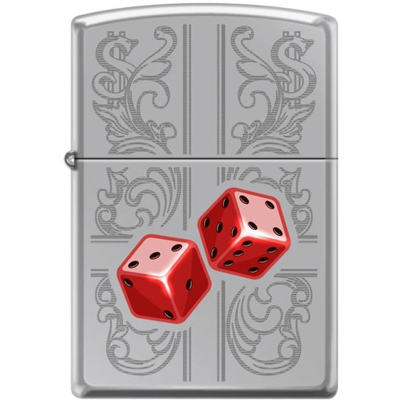 Zippo Lighter - Dazzling Dice In Red High Polished Chrome