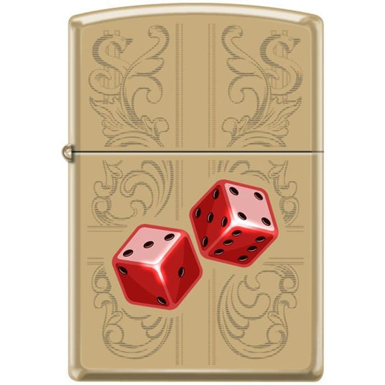 Zippo Lighter - Dazzling Dice In Red High Polish Brass