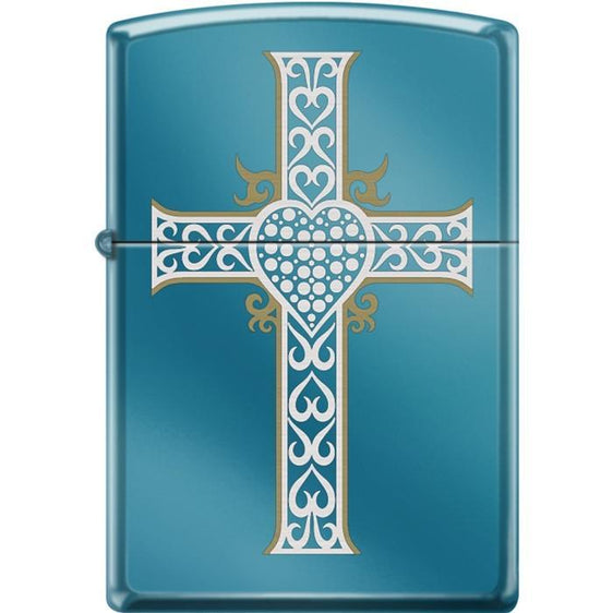 Zippo Lighter - Jewelry Heart & Cross Sapphire