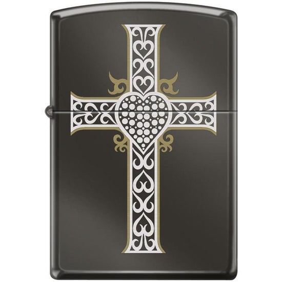 Zippo Lighter - Jewelry Heart & Cross Black Ice