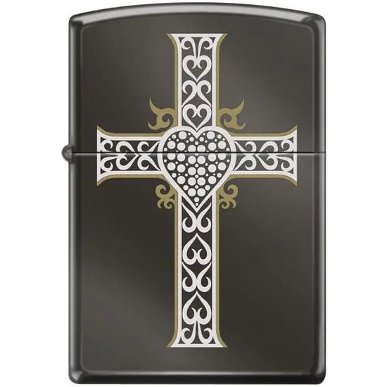 Zippo Lighter - Jewelry Heart & Cross Black Ice