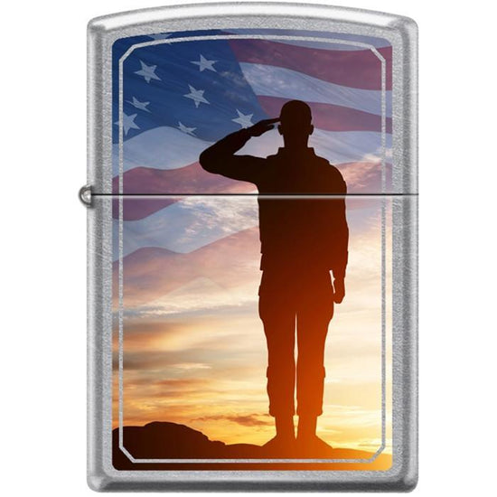 Zippo Lighter - Saluting Soldier Street Chrome