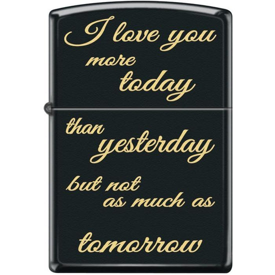 Zippo Lighter - I Love You More Today Black Matte