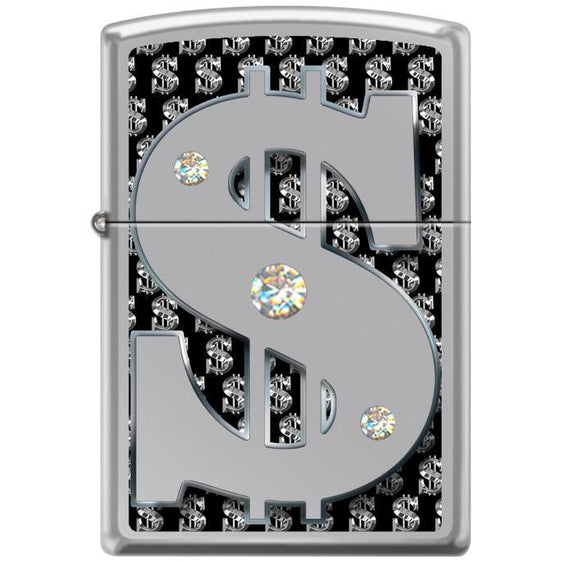 Zippo Lighter - Money w/ Swarovski Crystals High Polish Chrome