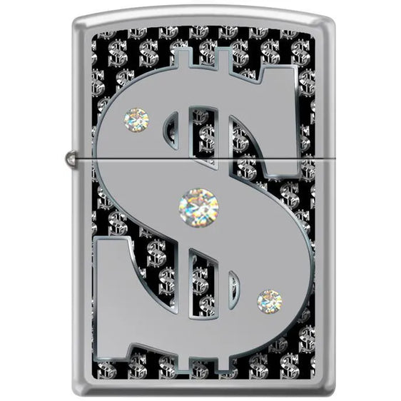 Zippo Lighter - Money w/ Swarovski Crystals High Polish Chrome