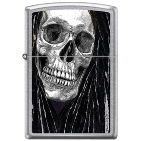 Zippo Lighter - Neal Taylor Skull Dreads Street Chrome
