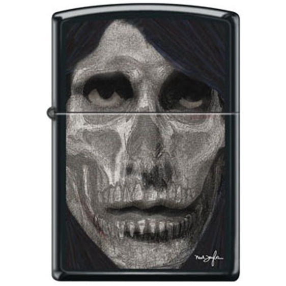 Zippo Lighter - Neal Taylor Skull Face Black Matte