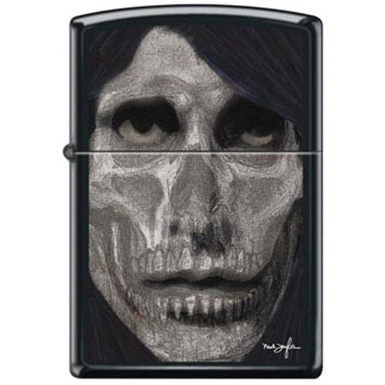 Zippo Lighter - Neal Taylor Skull Face Black Matte