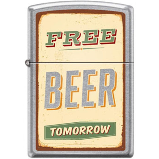 Zippo Lighter - Free Beer Tomorrow Street Chrome