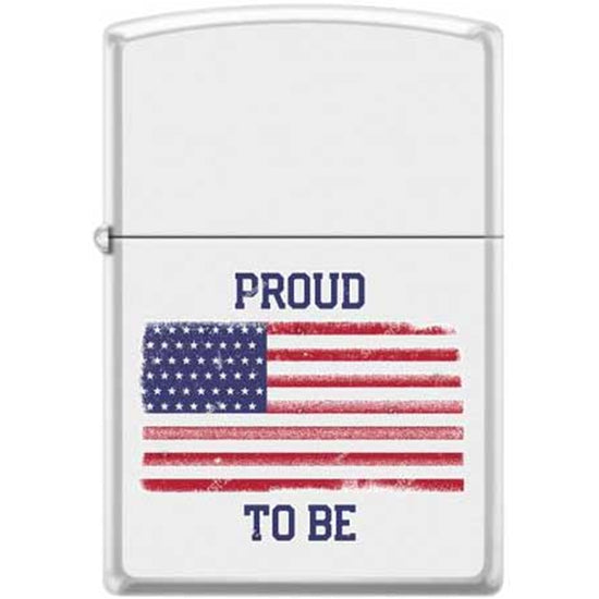 Zippo Lighter - Proud To Be American Flag White Matte