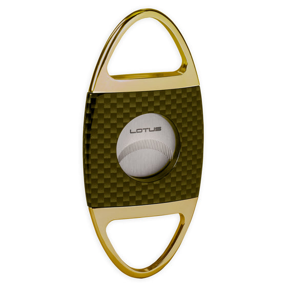 Lotus Jaws Serrated Cigar Cutter Black & Carbon Fiber Gold