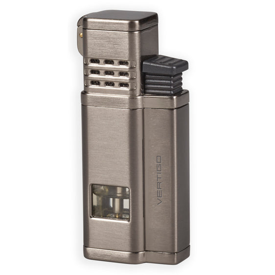 Vertigo Conquistador Quad Torch Lighter w/ Cigar Punch - Gunmetal Satin