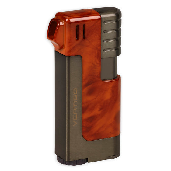 Vertigo Governor Pipe Soft Flame Lighter - Brown Marble & Gunmetal