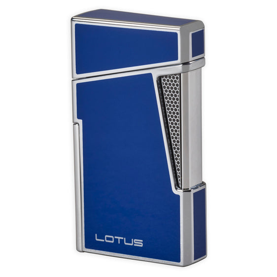 Lotus 48 Apollo Double Flame Torch Lighter and Punch Cutter Blue & Chrome