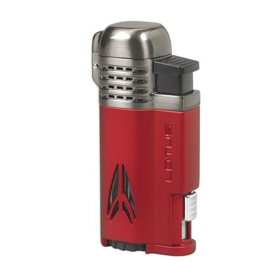 Lotus Lighter Defiant L65 Quad Jet Lighter w/ Cigar Punch - Red Matte w Gunmetal