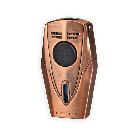 Lotus Fury Twin Point Flame Lighter w/ Punch - Brushed Copper