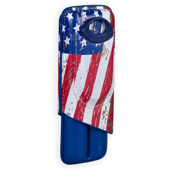 Lotus 2-Stick Cigar Case w/Cutter Gift Set - USA Flag