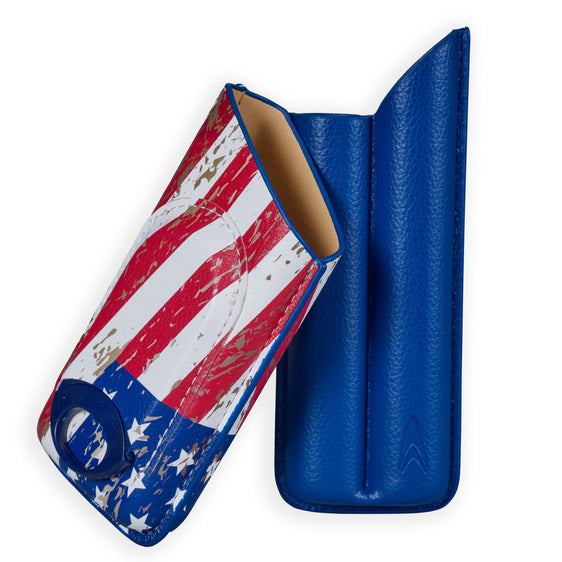 Lotus 2-Stick Cigar Case w/Cutter Gift Set - USA Flag