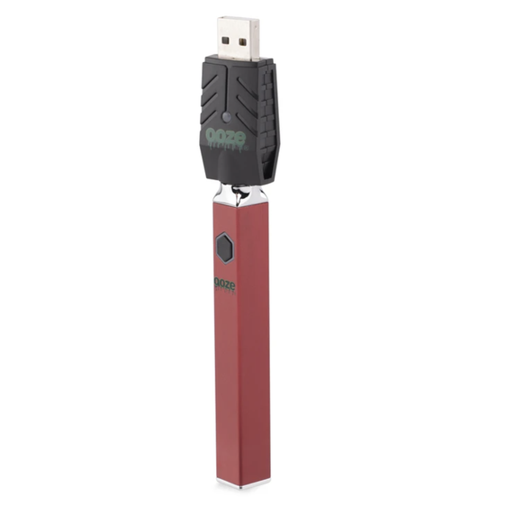 Ooze Quad 510 Thread 500 mAh Square Vape Pen Battery + USB Charger - Ruby Red