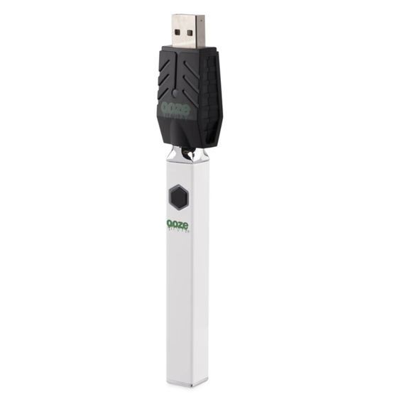 Ooze Quad 510 Thread 500 mAh Square Vape Pen Battery + USB Charger - Ghost White