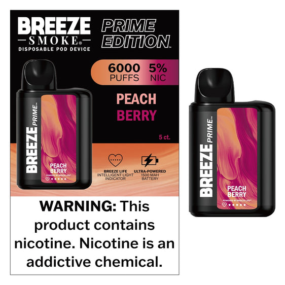 Breeze Prime Disposable Vape - 6000 Puffs - Peach Berry