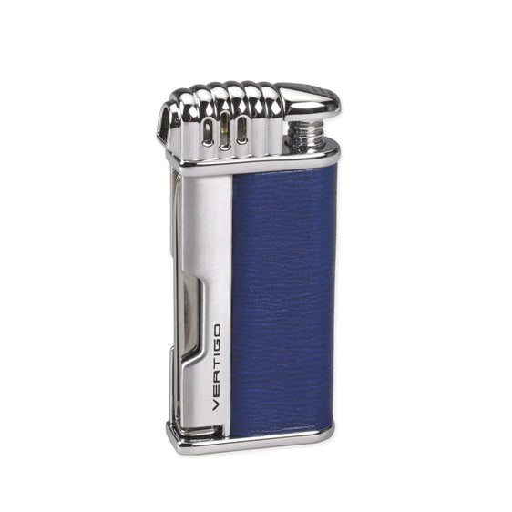 Vertigo Puffer Pipe Soft Flame Lighter Matte Blue & Brushed Chrome