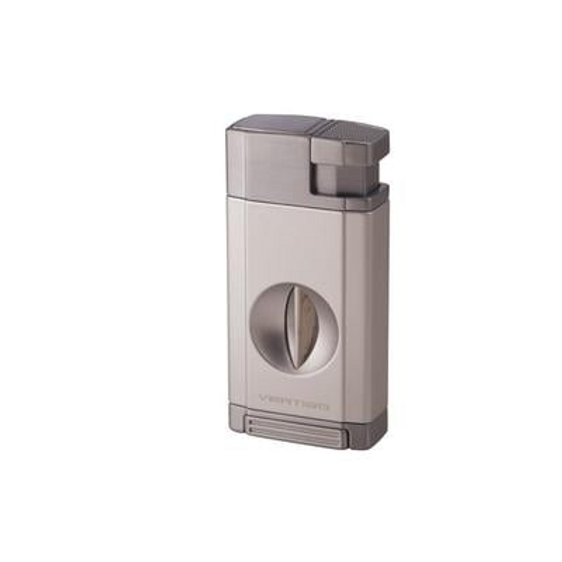 Vertigo Saber Double Flame Torch Lighter w/Fold Out V Cutter - Chrome